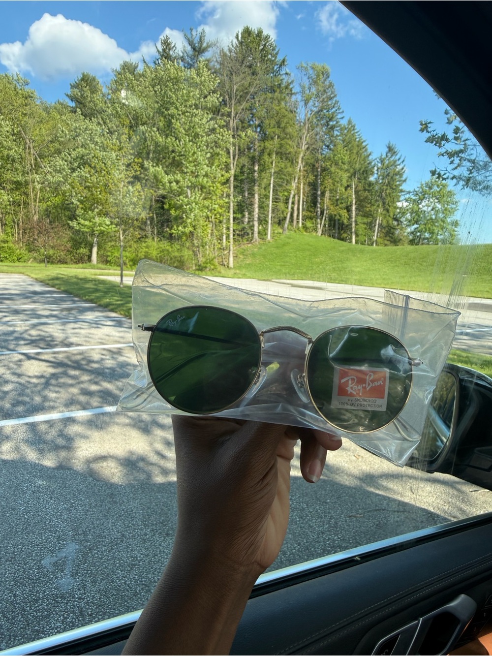 Ray-Ban Gold Frame Sunglasses with Green Lenses